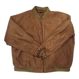 Geoffrey Beene Brown Bomber Jacket Men’s XXL Full Zip Casual Classic Outerwear